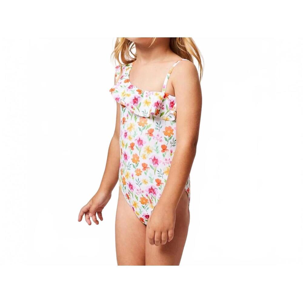 NEW FINA EJERIQUE kid's flower asymmetric bathingsuit in white